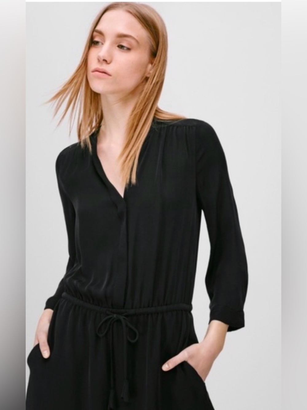 Babaton Black Gathered-Neck Blouse